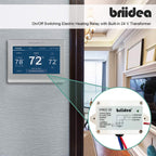Briidea 220V 240V On/Off Switch Electric Heating Relay with Built-in 24V Transformer, Replacement for Any Relay, Compatible with 24V Thermostat