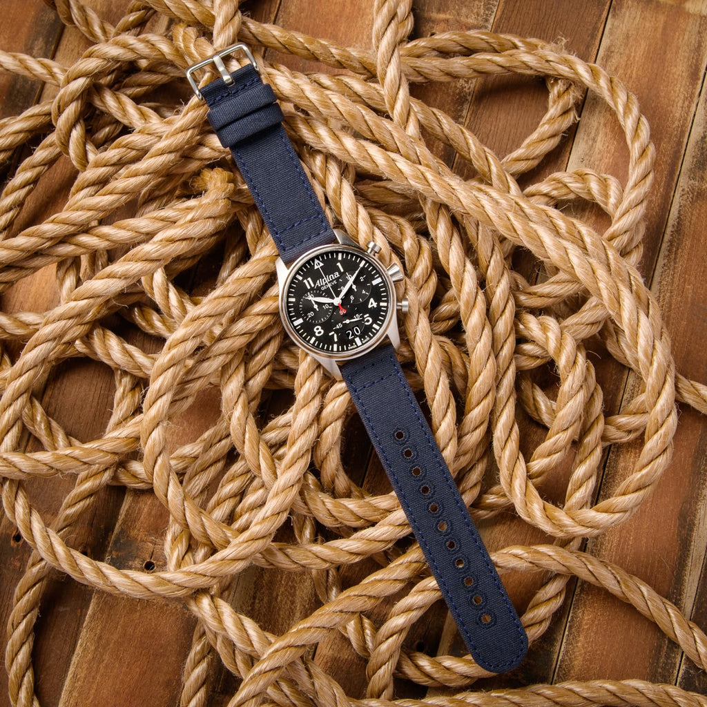 Canvas Quick Release Watch Bands (Navy Blue, 22mm)