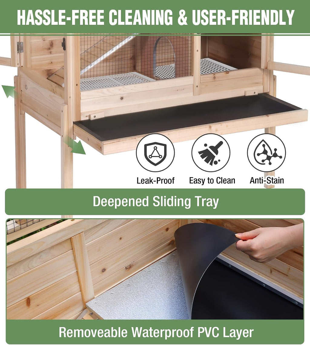 Guinea Pig Cage Indoor with Chew-Proof Edges, Clean Deep Tray | Rabbit cage with leakproof PVC layer, detachable