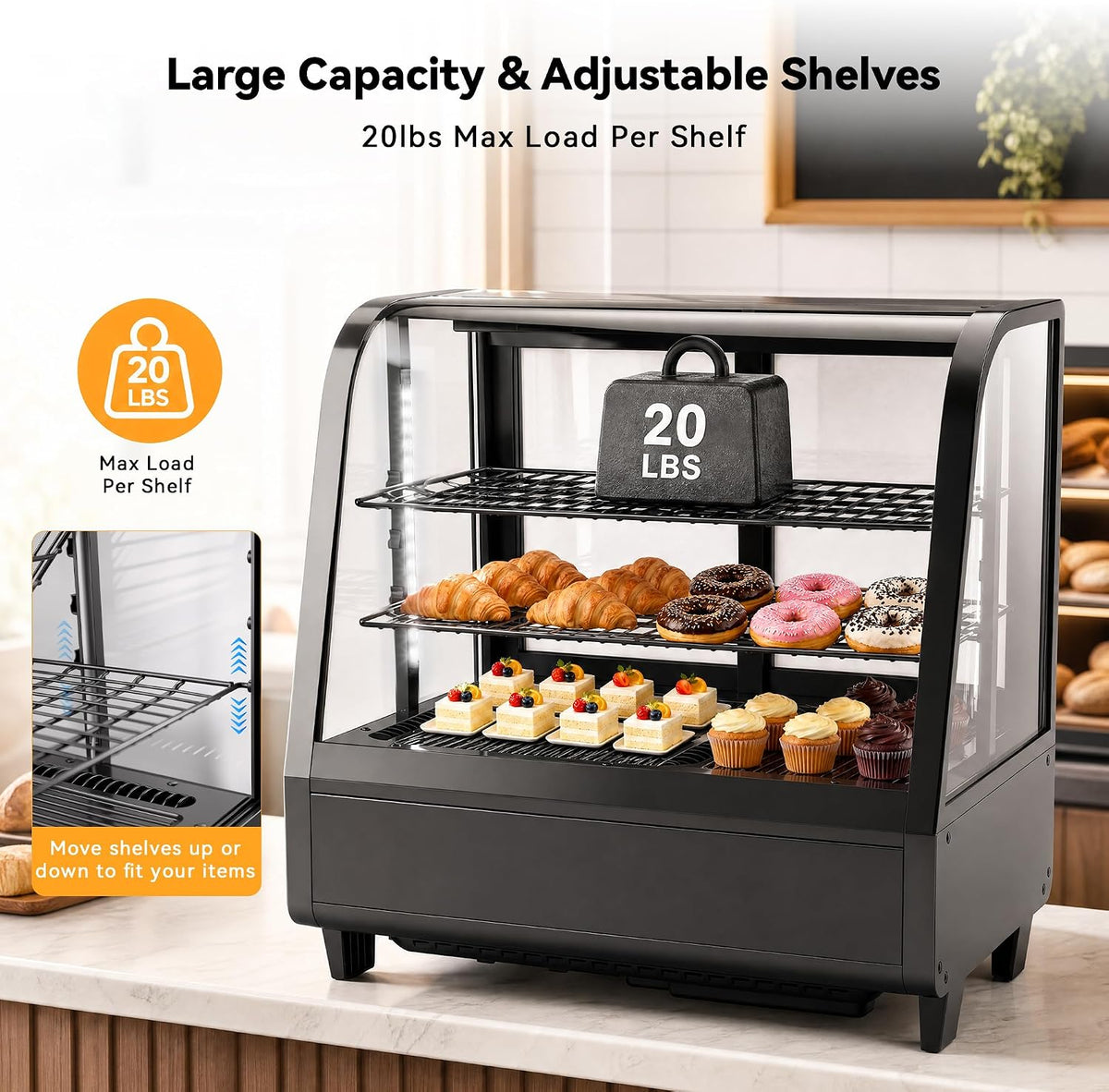 Countertop Display Fridge 3.5 Cu.Ft Double Glass Door
