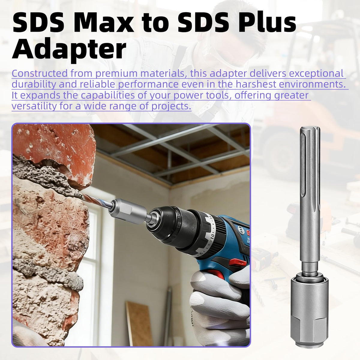 SDS Max to SDS Plus Adapter Kit with 10mm Quick Change Chuck