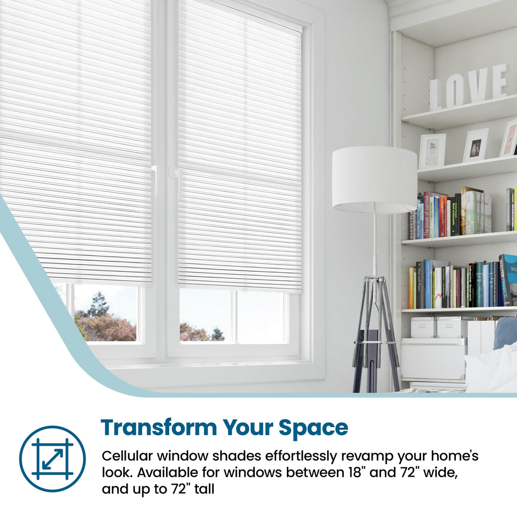Cordless Cellular Shade, White, 27" W x 72" H