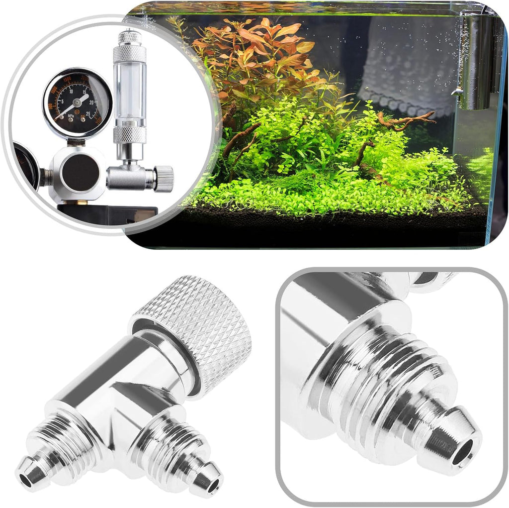 Create idea CO2 Dual-Head Needle Valve Carbon Dioxide Double-Ended Needle Trimmer Valve CO2 Bubble Counter Fish Tanks Accessory Compatible with Aquarium Systems, Silver