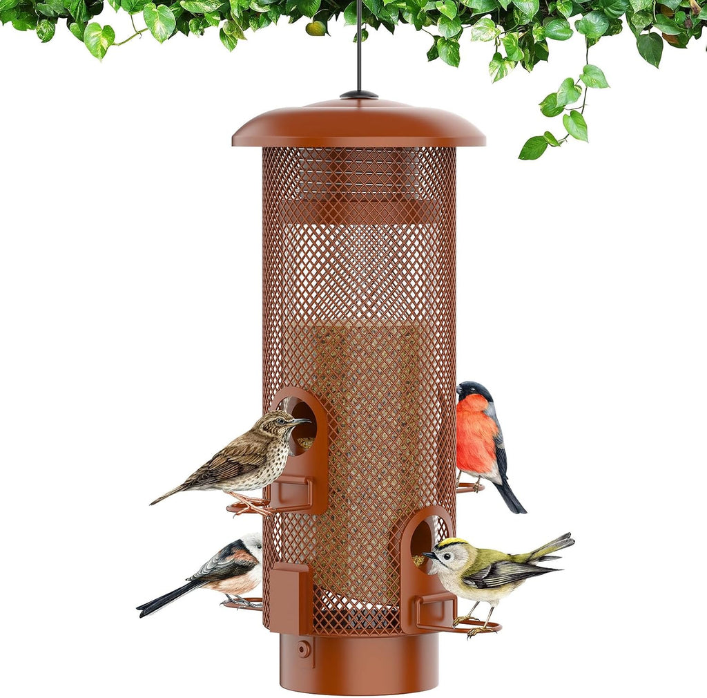 Metal Squirrel Proof Bird Feeder,Bird Feeders for Outdoors,Weight Activated Squirrel Proof Wild Bird Feeders with