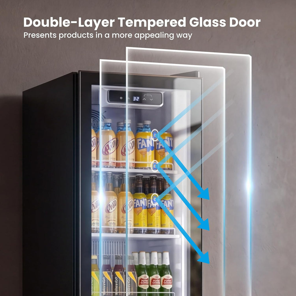 12.2 Cu.Ft Commercial Refrigerators with Double-Layer Glass Door