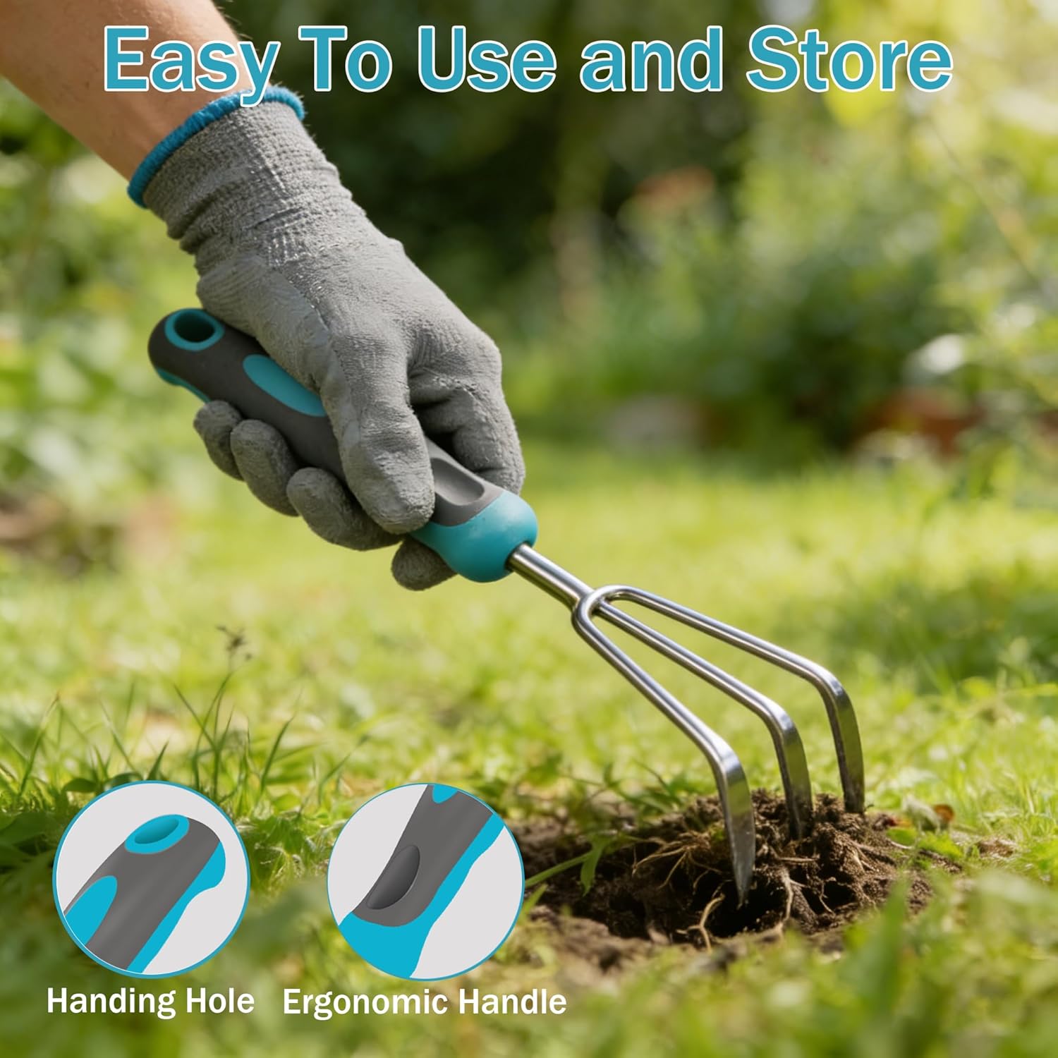Gardening Tools, Carsolt 10 Piece Heavy Duty Stainless Steel Garden Tools Set with Ergonomic Rubber Handle. Variety