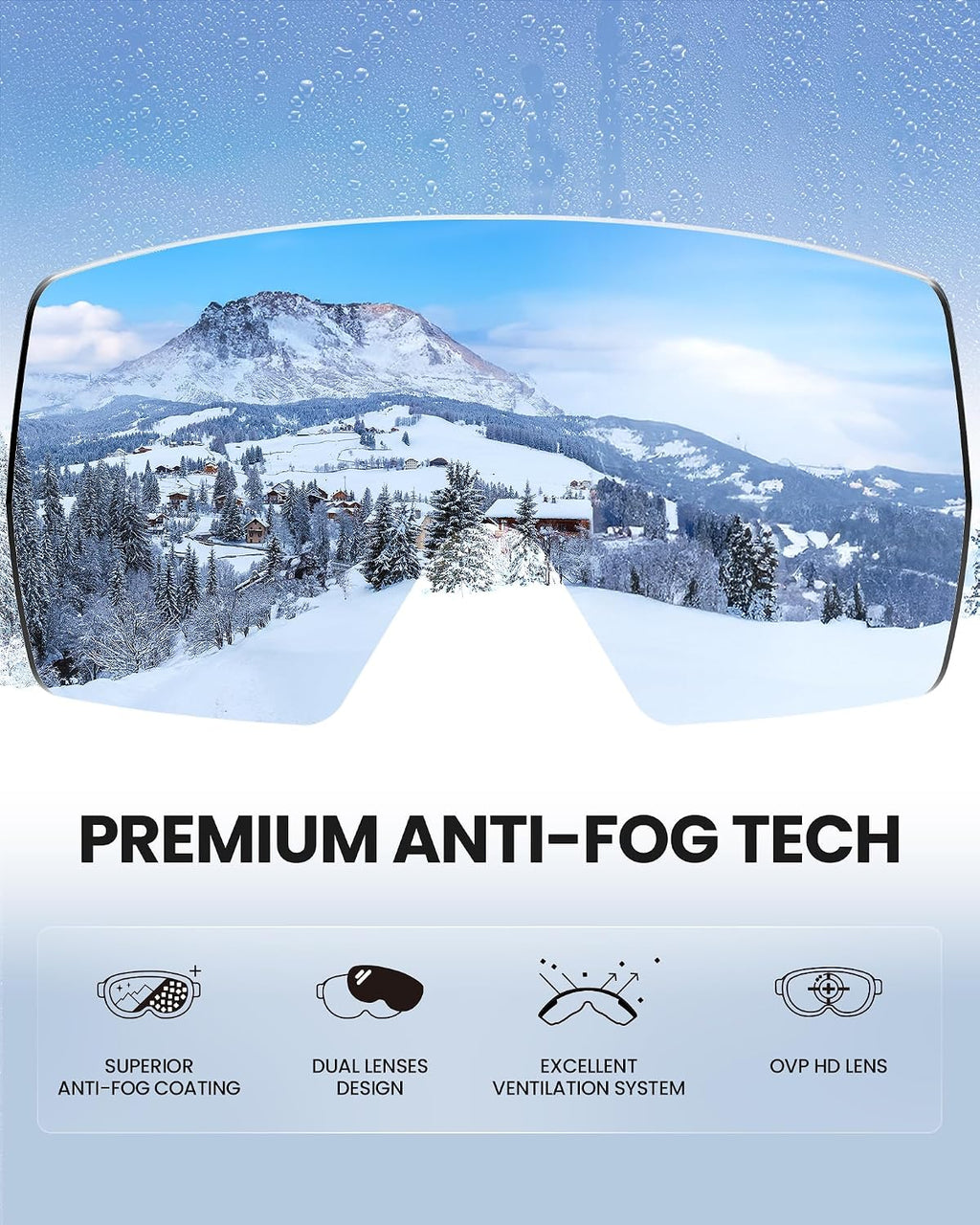 Ski Goggles – Anti-Fog, HD OTG Snow Goggles with UV400 Protection, Snowboard Goggles for Men, Women, and Youth