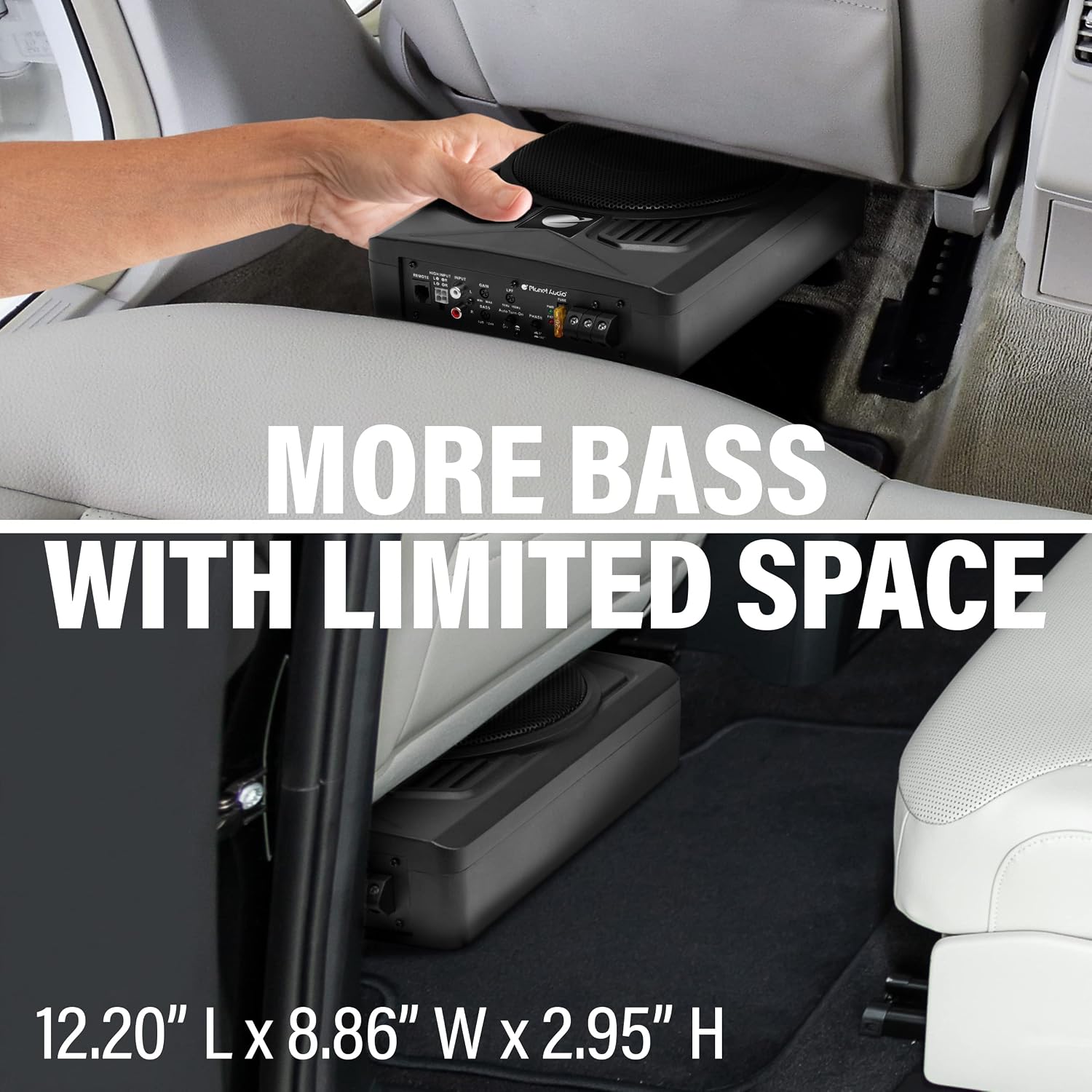 P8AWK 8 Inch Under Seat Powered Car Subwoofer, 800 Watts