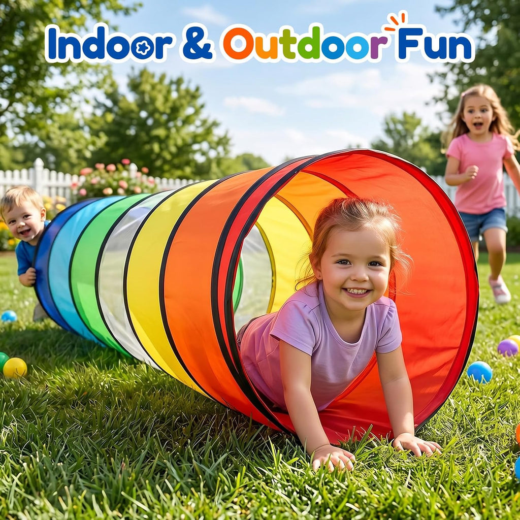 Kids Play Tunnel Tent for Toddlers, Colorful Pop Up Crawl Tunnel Toy for Baby or Pet with Breathable Mesh