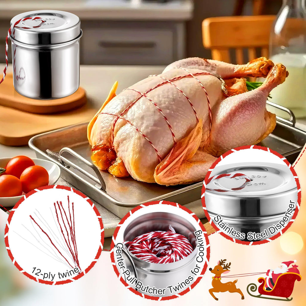 1 Set Kitchen Twine with Stainless Steel Dispenser Butcher Twine, Red