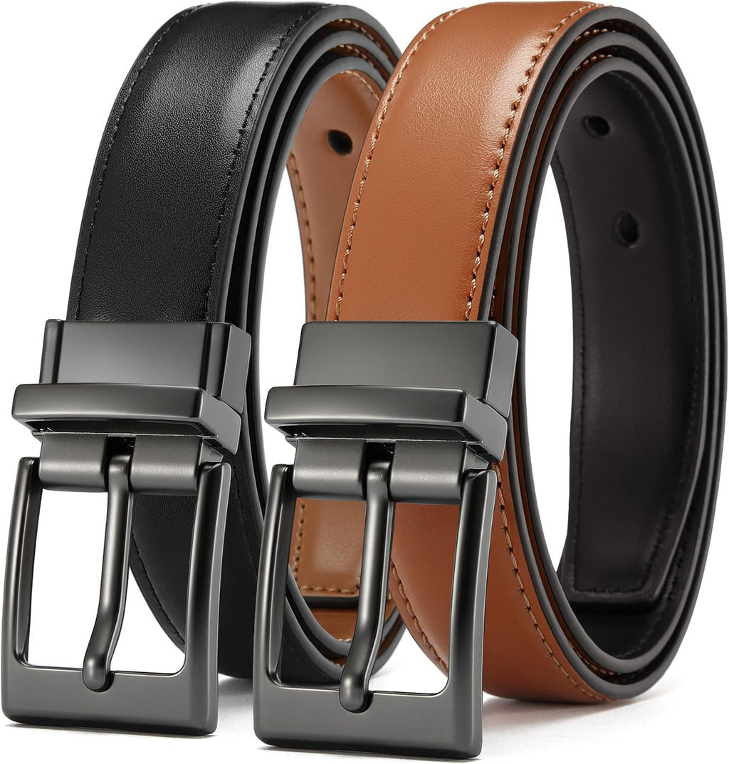 1" Boys Reversible Dress Belt 1 Piece - Leather Belt for Kids | 1 Belt, 2 Colors, Classic Style, Trim-to-fit
