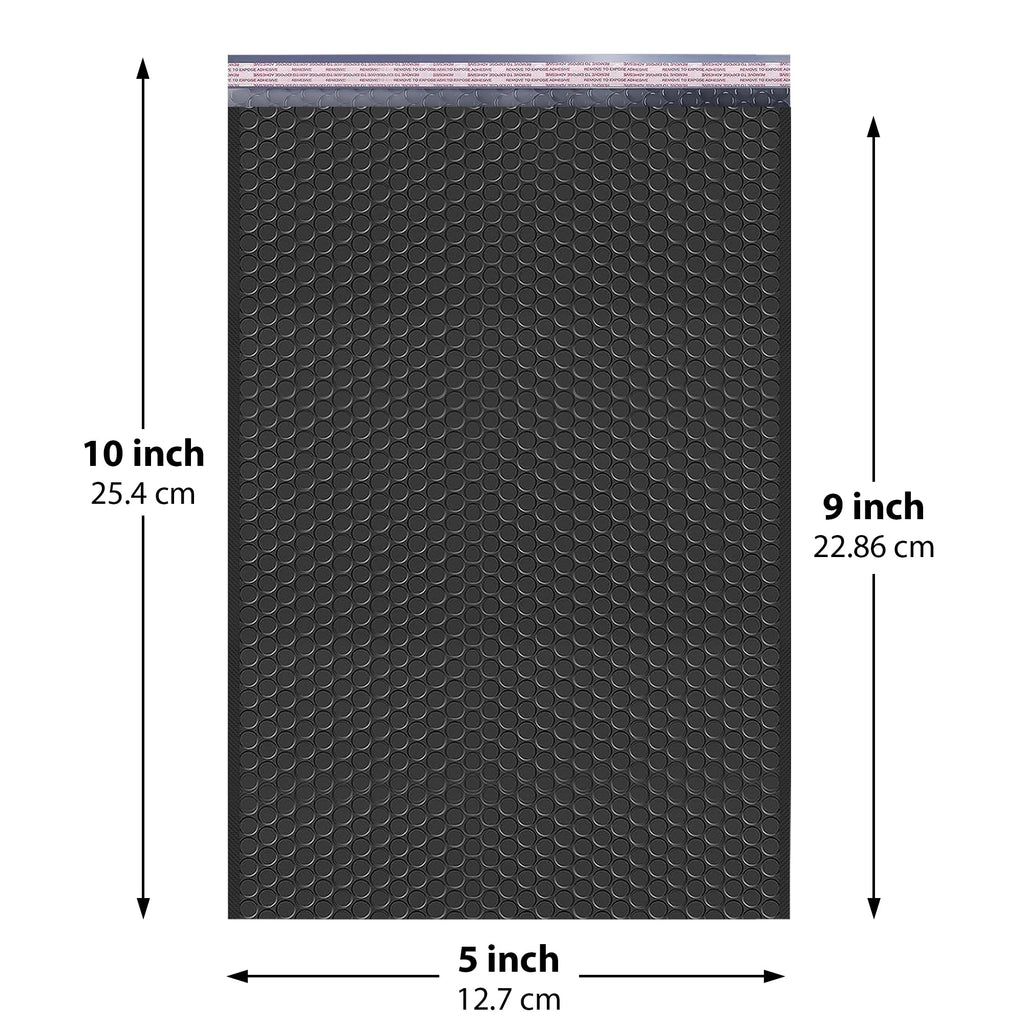 Black Bubble Mailers 5x10, Self Seal Poly Padded Envelopes #00, 250 Pack