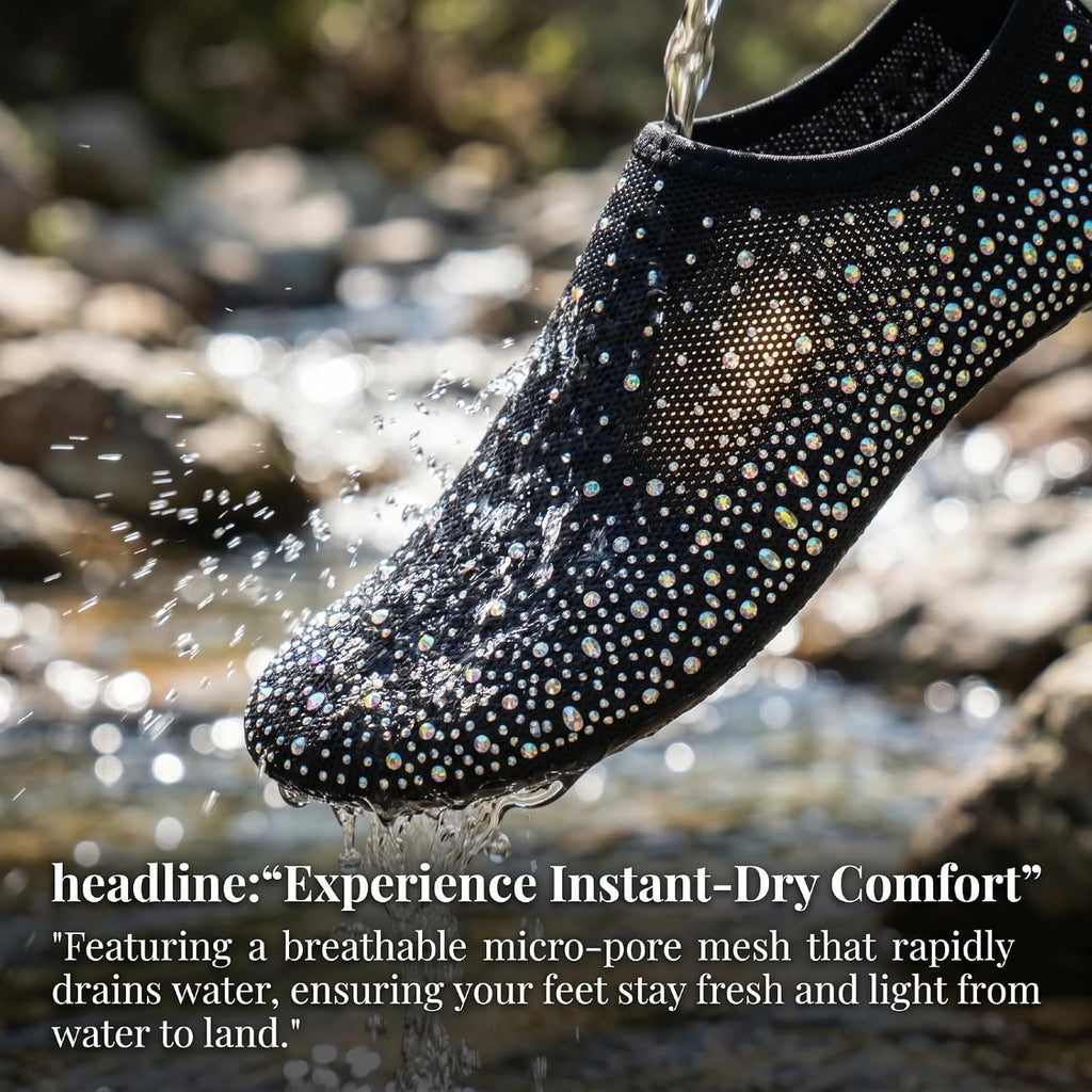 Womens Barefoot Water Shoes Quick-Dry Aqua Socks Slip-On Non Slip Beach Shoes Travel House Slippers Swim Surf Yoga