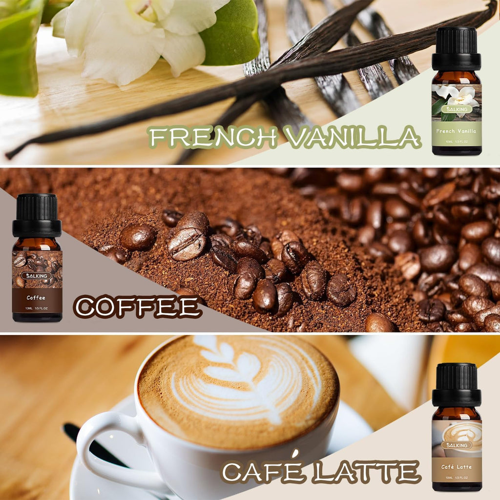 Coffee Shop Fragrance Oils Set, Premium Essential Oils Set for Diffuser, Scented Oil for Soap & Candle Making