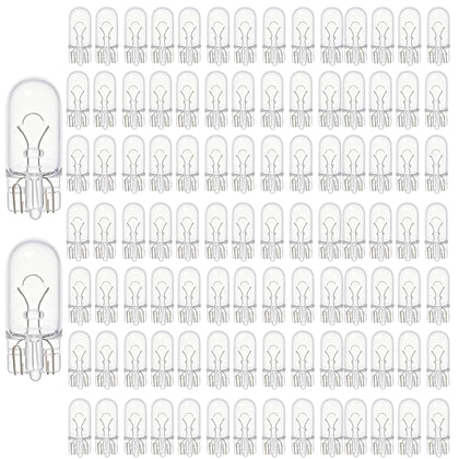 100 Pack 194 light bulb,168 W5W 1/4 Wedge Base 12V 5W Clear for Cars Landscape RV Camper T10 2825 Car