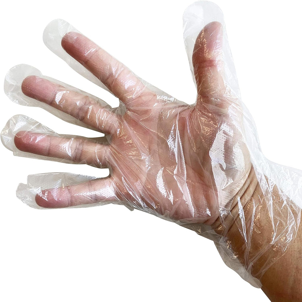 Embossed Poly Disposable Gloves, Powder-Free - 10 dispensers of 100 gloves each (1000 pcs total)