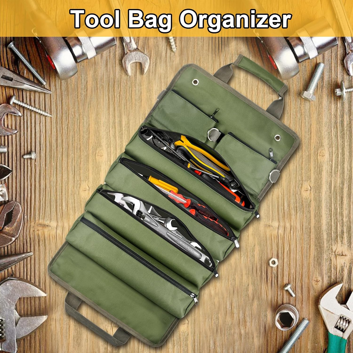 Tool Bag Organizer Roll Up: Gifts for Men Fathers Day Dad Gifts for Him Boyfriend Husband Birthday Portable