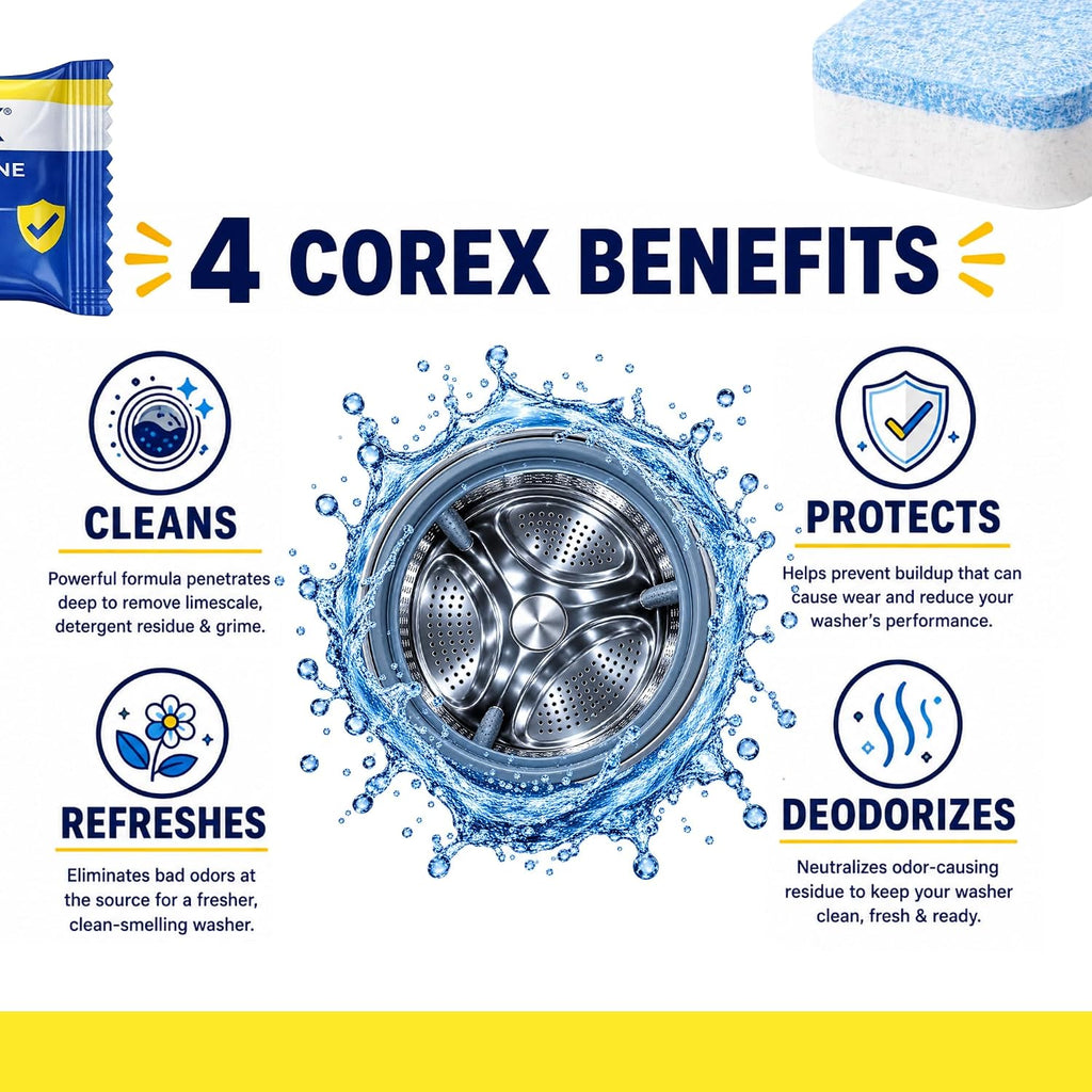 Washing Machine Cleaner Tablets, 24 Pack, 1 Year Supply - Descaler & Deodorizer for HE, Front Load & Top Load