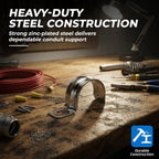 OHLECTRIC Heavy Duty Pipe Strap (100 Pack - 1 Inch) Zinc-Plated Steel EMT