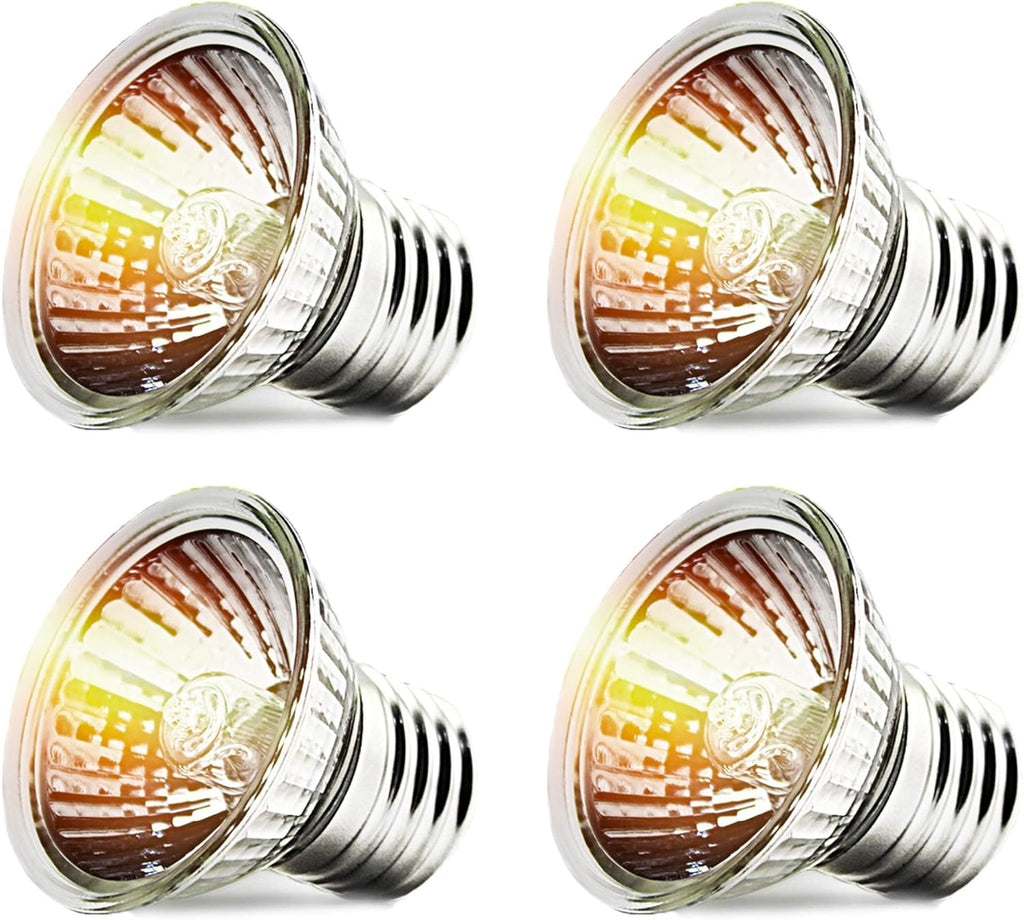 4-Pack 50W UVA+UVB Bulbs | Heat and Light for Reptiles and Amphibian Tanks, Terrariums and Cages | Works with Various