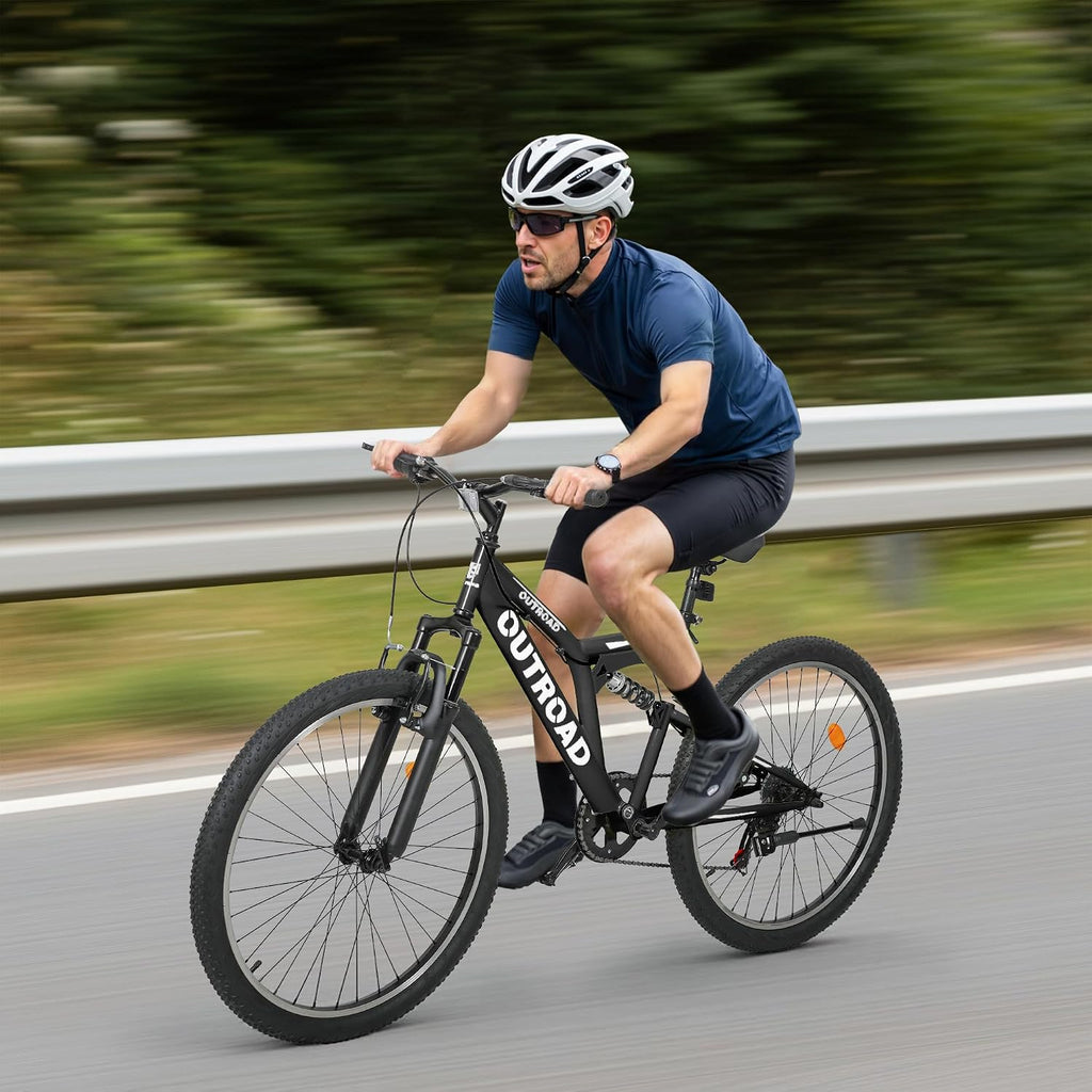 26 inch Mountain Bike Dual Full Suspension, Outdoor Hybrid Bikes,7-Speed/High-Carbon Steel
