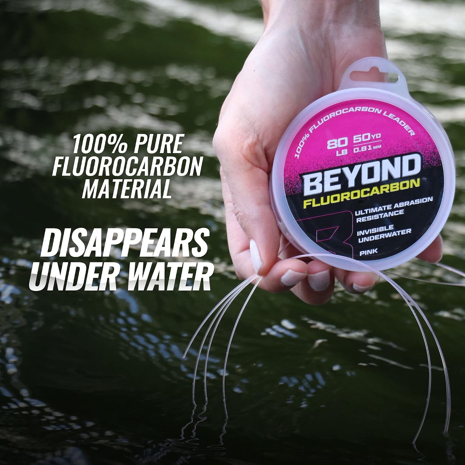 Beyond Fluorocarbon Leader Fishing Line - 100% Pure Fluorocarbon Leader Material - Highly Abrasion Reistant