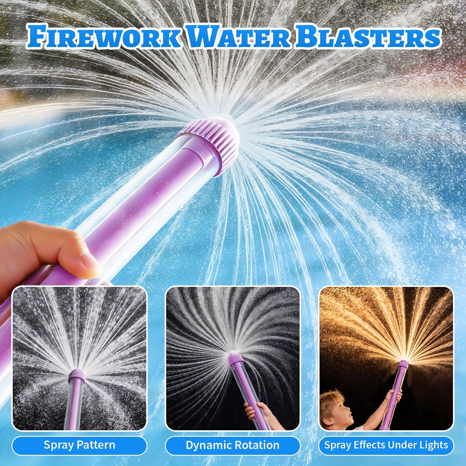 Firework Spray Water Blaster, 4 Pack Pull Out Squirt Gun Water Soaker Toys, Watergun Bulk for Pool Party Summer
