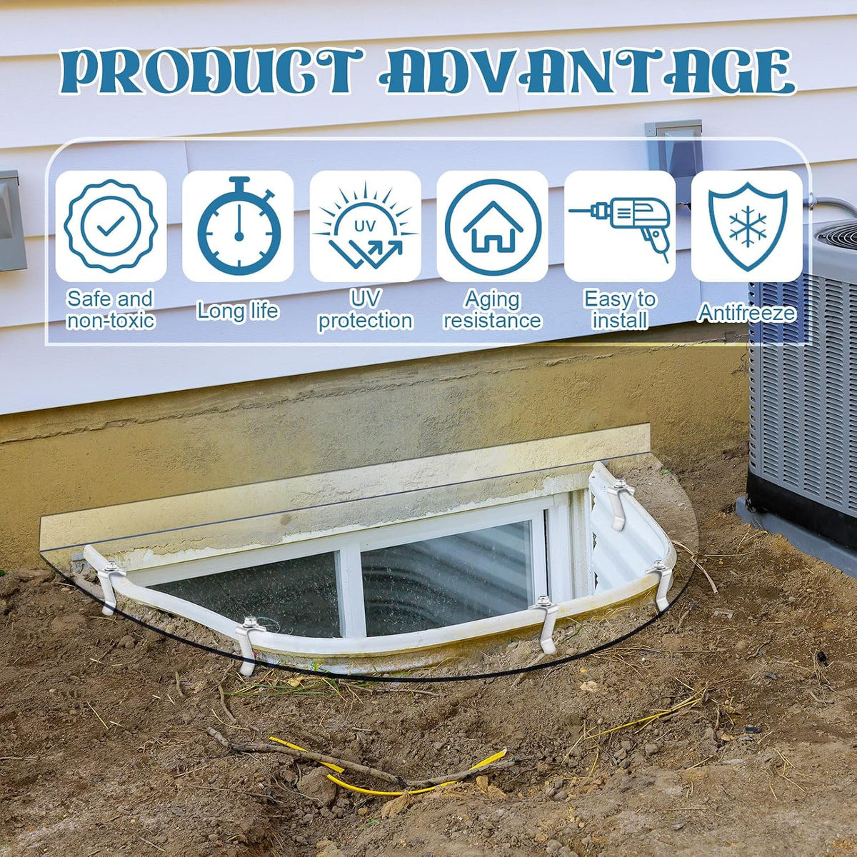 40"L x 18"W Outside Window Well Covers with Mounting Clip