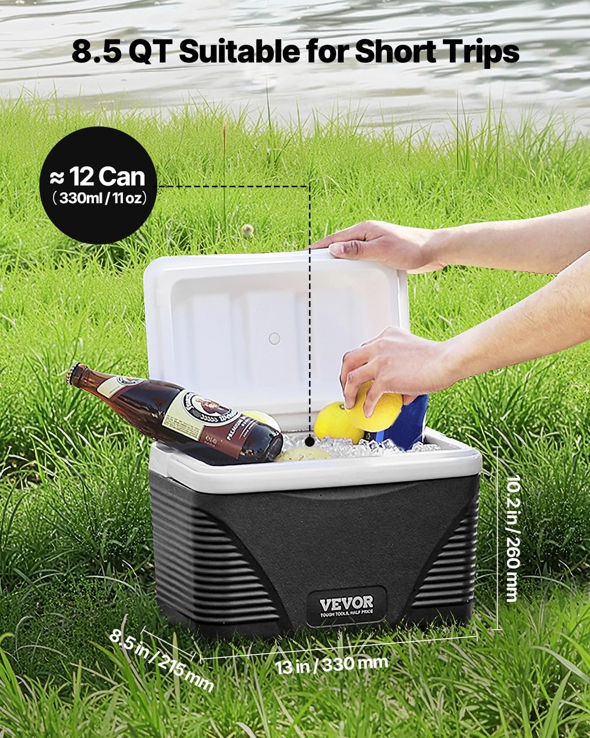 Portable Cooler, Lightweight Rigid Material Insulated Portable Cooler, Suitable for Family Picnics and Long Trips