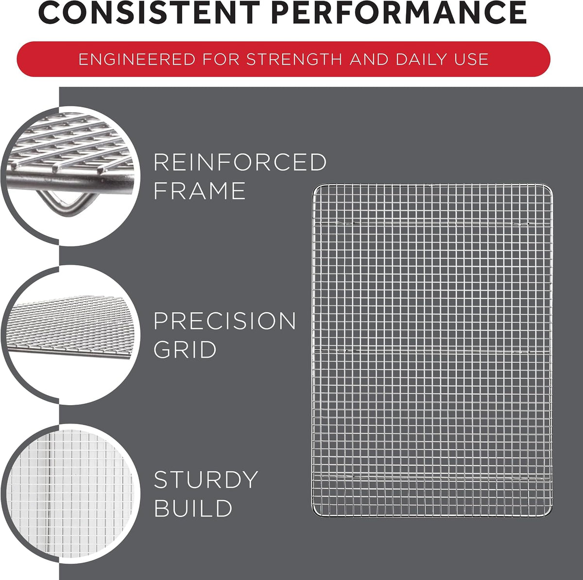 14" x 20" Silver/White 2/3 Size Wire Sheet Pan Grate
