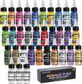 Airbrush Paint - 30 Colors with 3 Thinner | Ready to Spray Airbrush Paint Set, Water-Based Acrylic Air Brush Paints