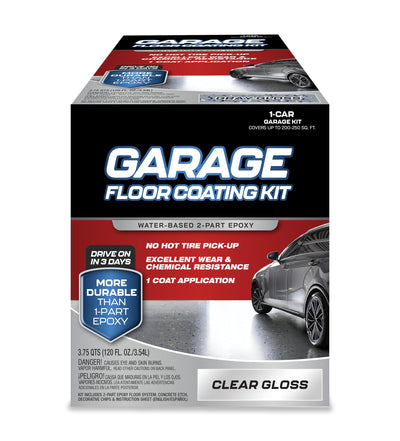 Garage Floor Kit – 2-Part Epoxy Coating for Concrete Floors, High-Gloss Finish, Chemical & Stain Resistant, Indoor