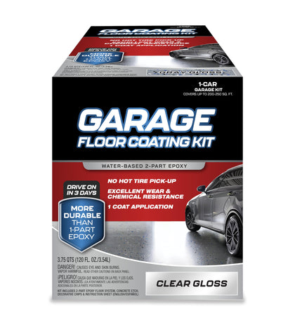 Garage Floor Kit – 2-Part Epoxy Coating for Concrete Floors, High-Gloss Finish, Chemical & Stain Resistant, Indoor