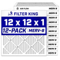12x12x1 Air Filter MERV 8, AC Furnace Filters (12-Pack)