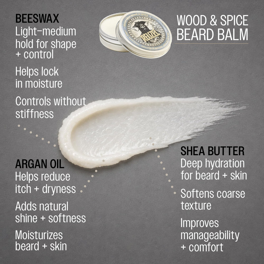 Beard Balm, Wood & Spice, Masculine Scent, 1.3 oz