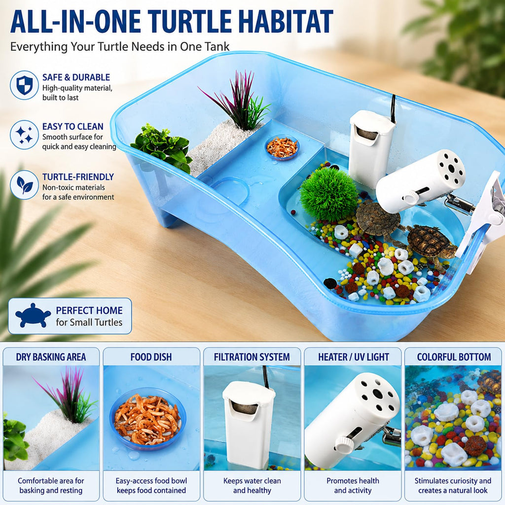 Small Turtle Tank Aquarium(Excluding Accessories) Blue