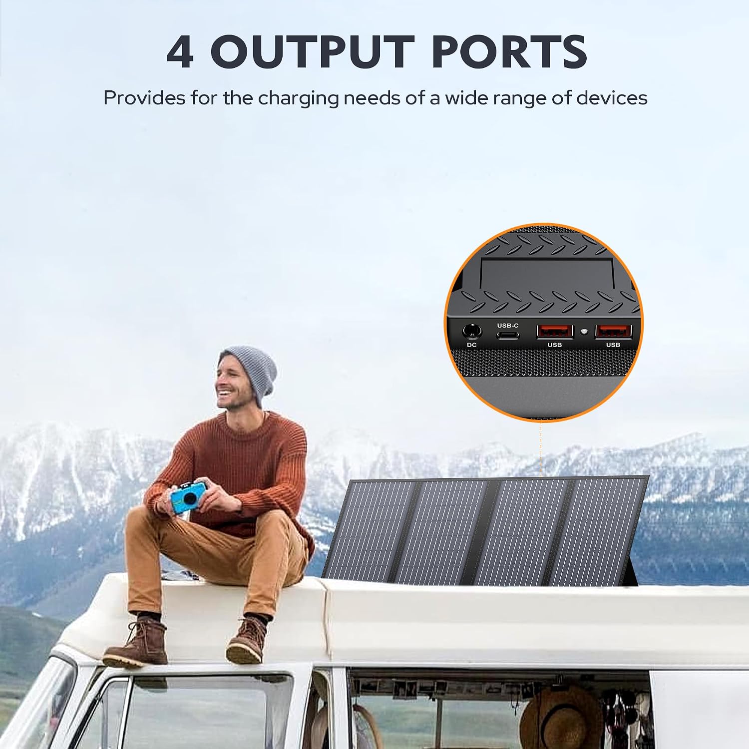 60W Foldable Solar Panel for Power Station, 18V DC & QC3.0 for RV | Compatible with Jackery/Rockpals/Flashfish, 18V