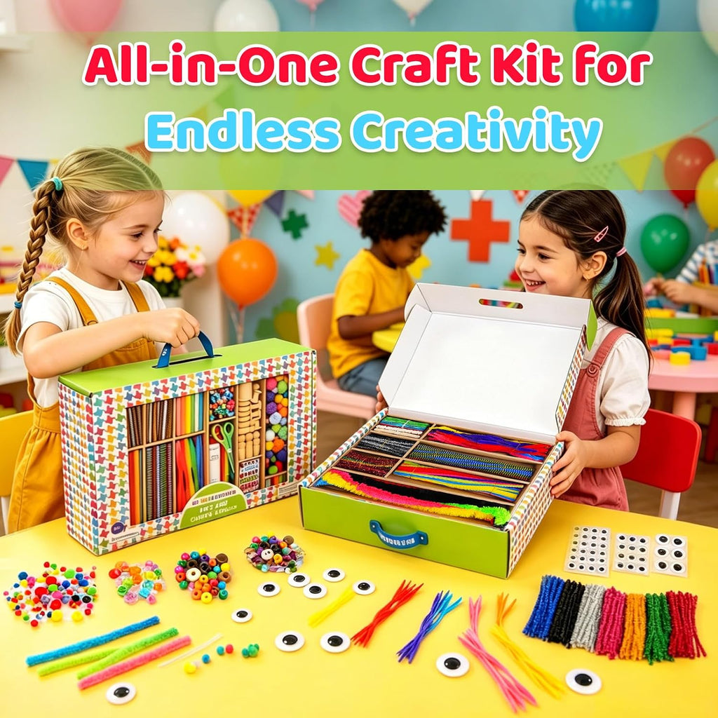 Arts and Craft Kit – A DIY 3.8 Pounds of Hobby Craft Supplies & Materials Box for Creative Art Projects for Kids Age