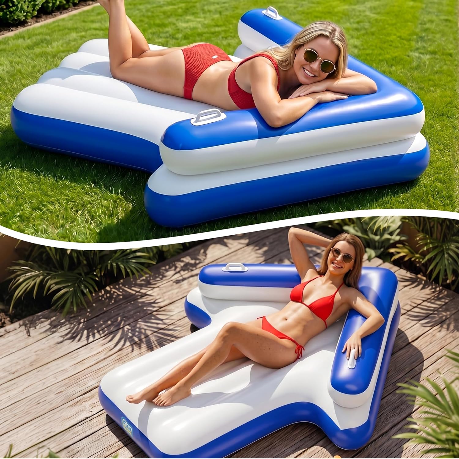 Inflatable Pool Floats for Adult, Floating Pool Lounger Tanning Bed, Cool Sun Bathing Tan Blow up Raft Floatie