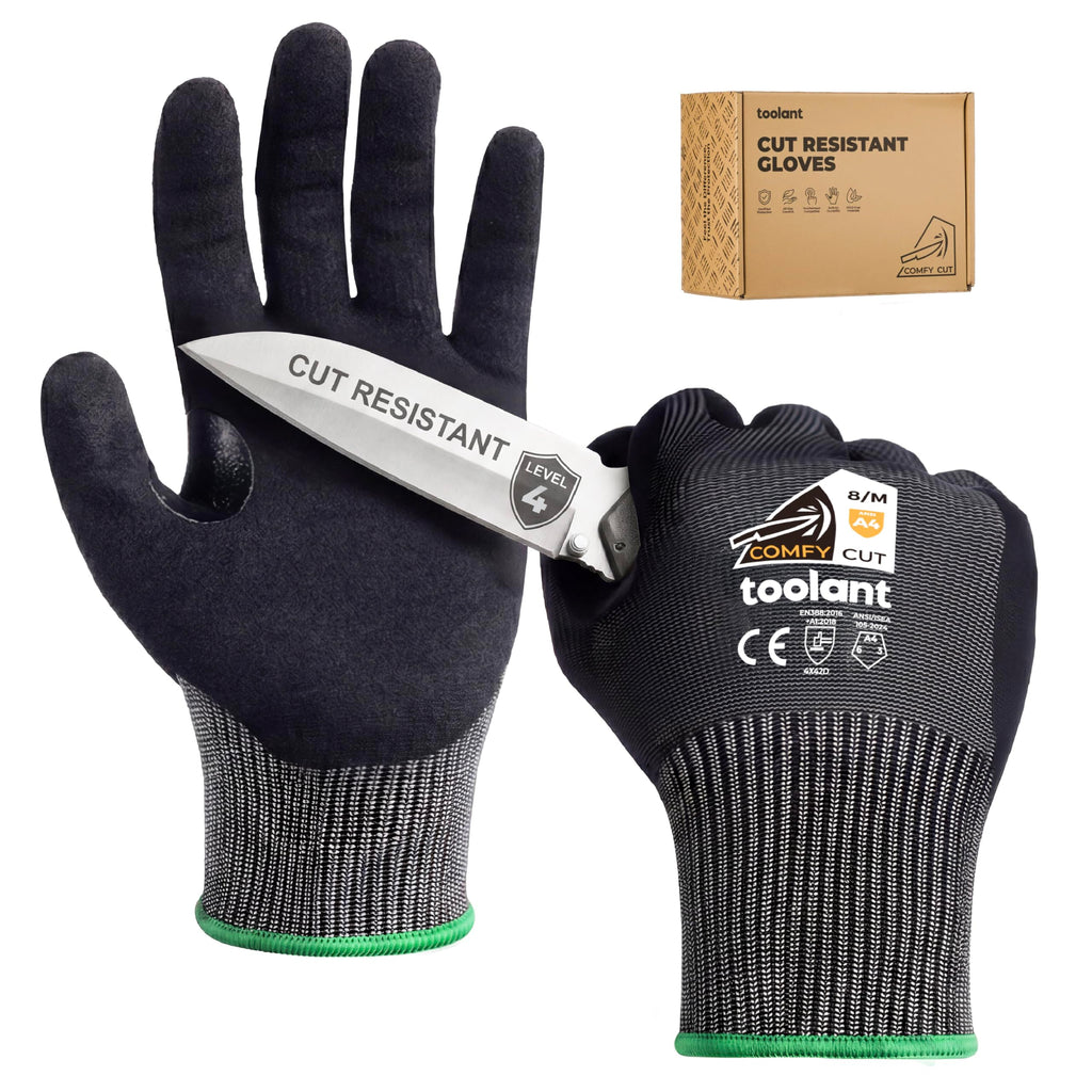 ComfyCut A4 Cut Resistant Work Gloves, 12 Pairs, Dark Gray, Large