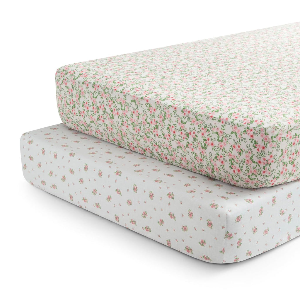 Fitted Crib Sheets for Girls and Boys - Crib Sheet for Standard Crib and Toddler Mattresses - 28x52 Inch (Pack of 2)