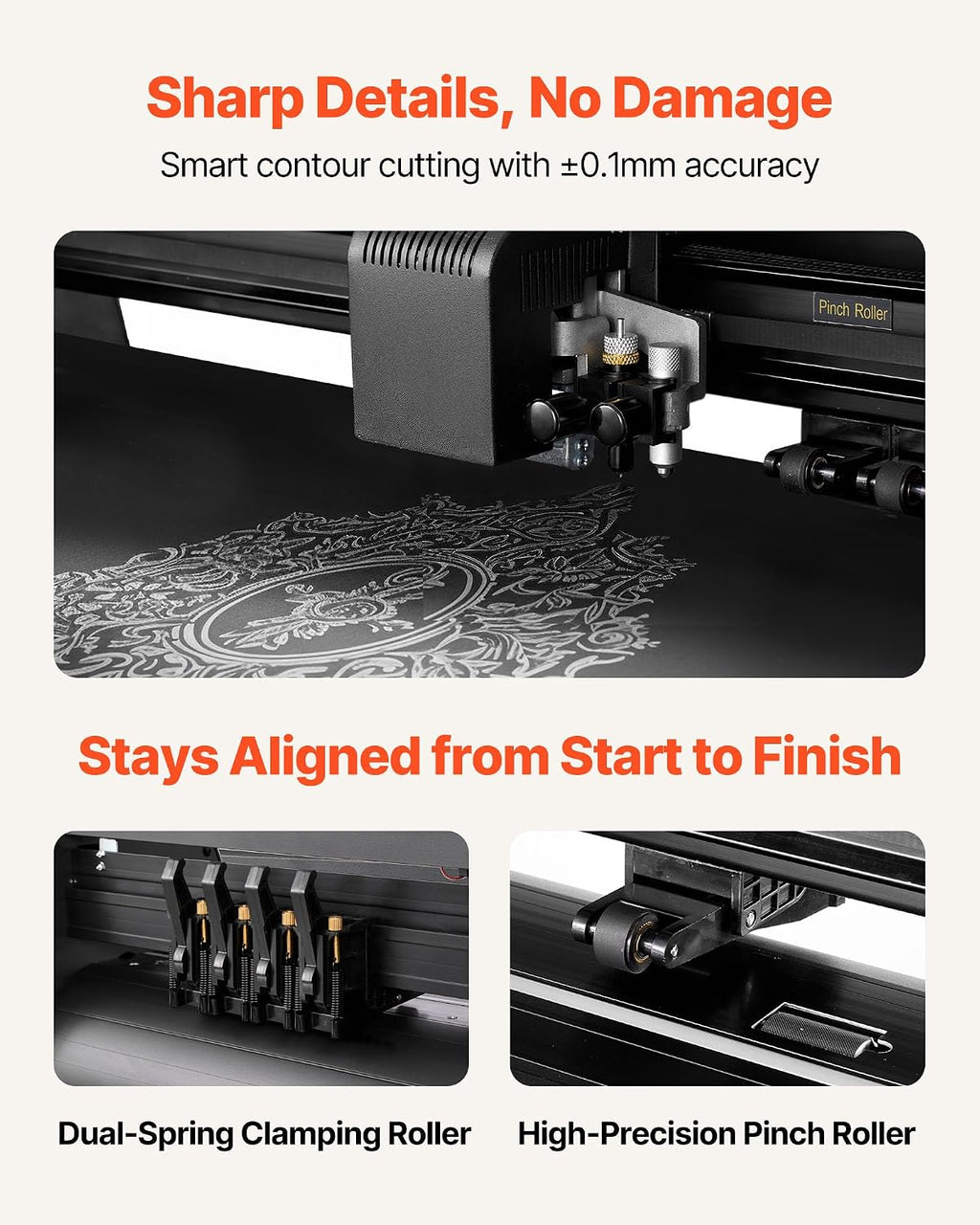 Vinyl Cutter Machine, 34 inch Max Feed Width, Dual Blades, Adjustable Force and Speed, LED Display, Vinyl Plotter