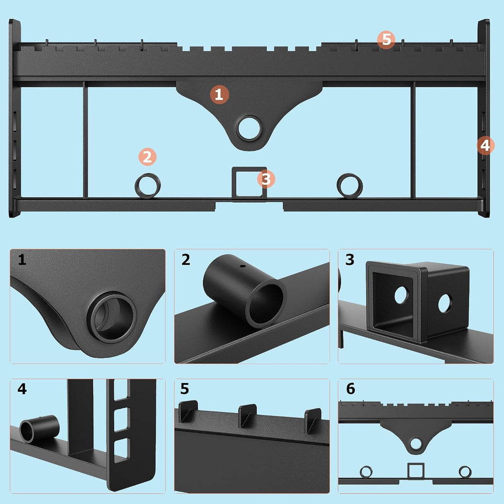 Skid Steer Pallet Fork Frame Attachment, 4000 lbs, 48" Fork Blades and 45" Pallet Fork Frame, with 3 Hay Spear