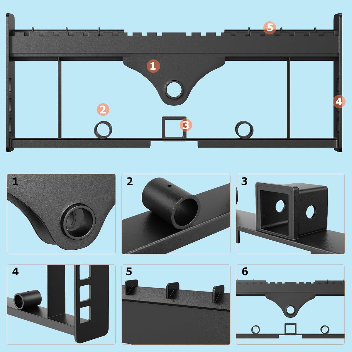 Skid Steer Pallet Fork Frame Attachment, 4000 lbs, 48" Fork Blades and 45" Pallet Fork Frame, with 3 Hay Spear
