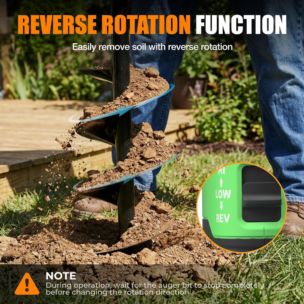 X 40V Electric Auger Post Hole Digger, 8" Auger, 66.4 ft·lbs Torque | 2-Speed & Reverse, Dual 4.0 Ah Battery, Brushless