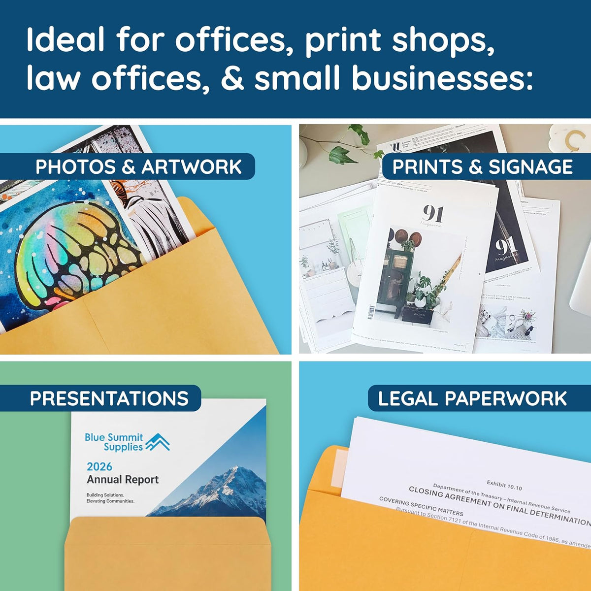 50 12" x 15.5" Kraft Catalog Envelopes, Self Seal