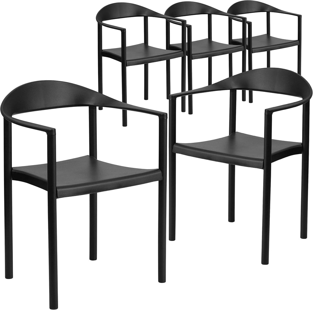 5 Pack HERCULES Series 1000 lb. Capacity Black Plastic Cafe Stack Chair