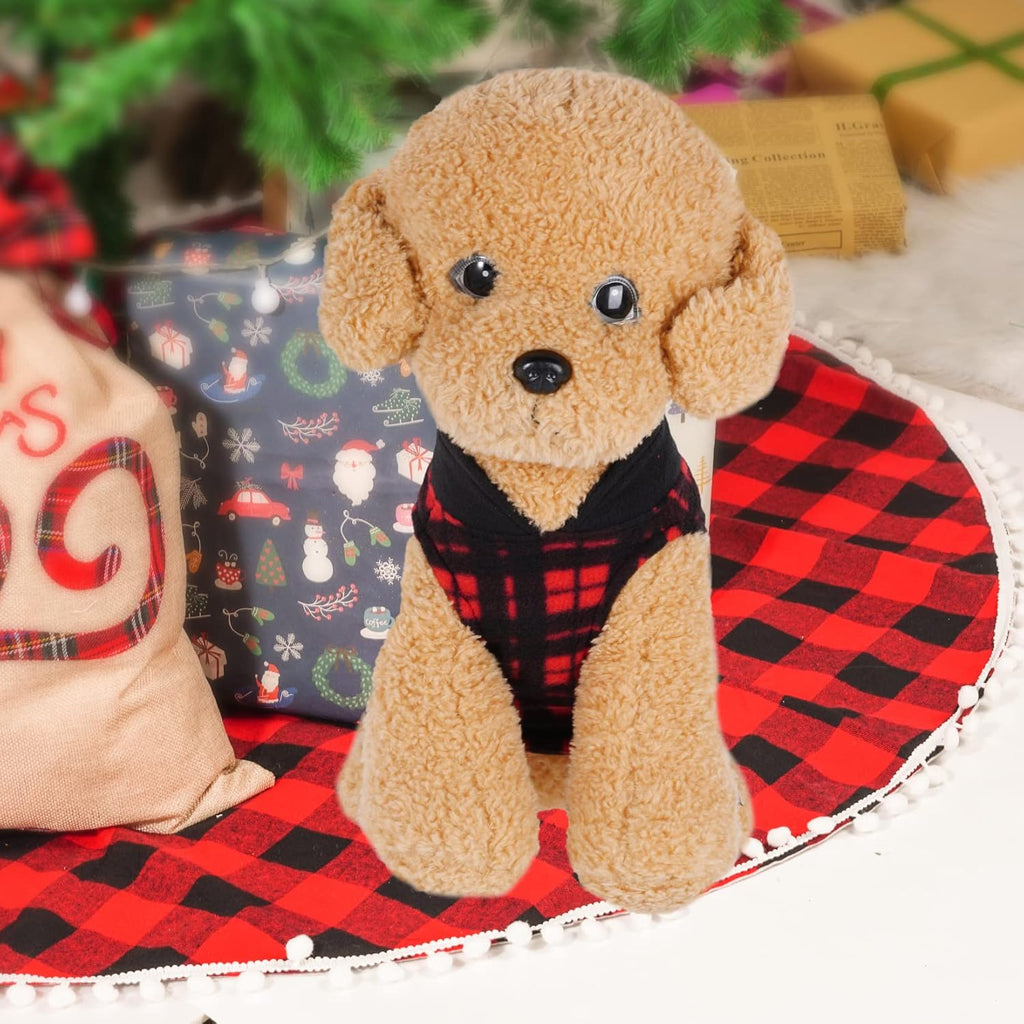 4 Pieces Buffalo Plaid Dog Sweaters with Leash Ring Soft Fleece Vest Dog Pullover Warm Jacket Pet Dog Clothes Winter