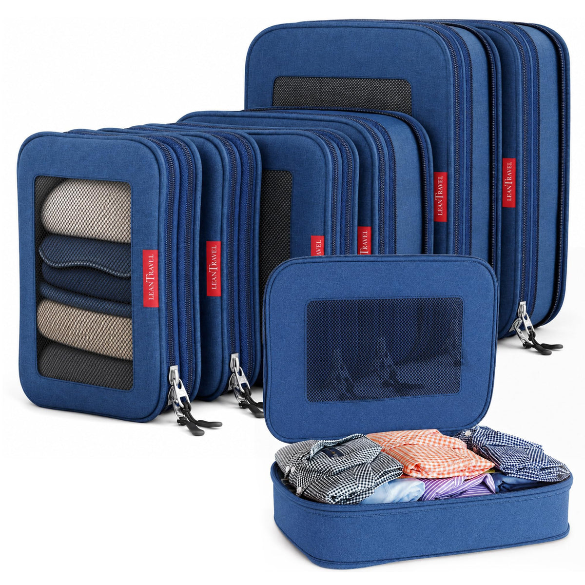 Premium Compression Packing Cubes for Travel - Suitcase Organizer Bags with Double Zipper & Breathable Mesh Panel