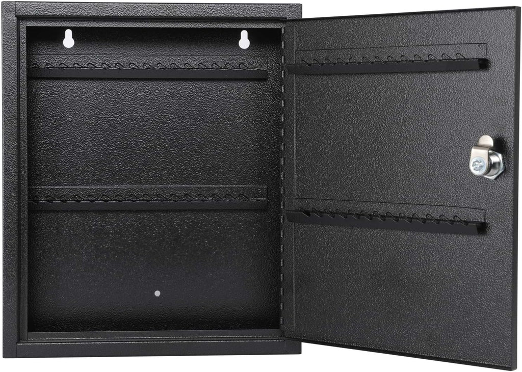 Key Lock Box, Wall Mount 60 Key Cabinet, Black | Numbered Key Storage Organizer, Secure Lock Box, Key Hooks & Labels